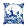 Kudde/dekorativ kudde modern chinoiserie blå porslin i soffan kudde täcker mjuk delyt orientalisk stil fodral heminredning kudde