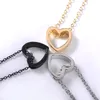 Mode guld silver svart färg kvinnor ihålig hjärta halsband bröllop Alla hjärtans dag present trendiga smycken hänge tillbehör