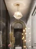 Lâmpada de parede criativa Creative All-Bronze Small Chandelier American Light Luxury Pós-moderno corredor do corredor Porch Lightwall Lightwall