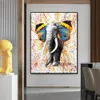 Vlinder Olifant Kleurrijke Moderne Graffiti Schilderij キャンバスプリント北欧家の装飾 Muur 写真 Voor Woonkamer Frameloze