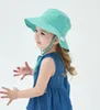 Atacado crianças baldes chapéus algodão crianças chapéu de sol 20 cores sólida floral floral sunhat criança calda de pesca garotas meninas garotas de verão de verão estilo pescador com corda de vento