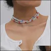 Chokers Necklaces Pendants Jewelry European Style Small Daisy Necklace Simple Rice Bead For Women Beaded Short Vacation Wholesale Choker D