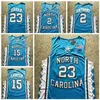 Nikivip Cole Anthony 2 Basketballtröja Vince Carter 15 Michael 23 North Carolina Tar Heels College Jerseys sydd Blue Size S-XXL