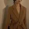 女性のウールブレンドオリジナルデザイナースーツドレス2022秋のパターンマニュアル両側オーバーコート自己培養カシミアルーズコートウーマンズ
