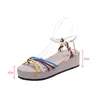 Sandaler Summer Women's Platform Wedges Women Leather Flats Plus Size Beach Sand Holiday Shoes Zapatos Zapatillassandals