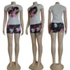 Summer New Digital Impressed Tracksuits para Womens Short Sleeve O-Gobes Top e Shorts Casuais Marca Home 2 Peças J2680