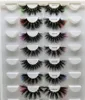 Wlolesale NOUVEAU 1 Paires 3D Vison Couleur Cils Rouge Jaune Vert Violet Coloré Cils Maquillage Beauté Arc-En-Rose Cils