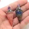Colares pendentes de cura natural Crystal Quartz Pendulum Dowsing Adivinação 6 Facet Point Wicca Balanceamento de orgonita espiritual Pingente