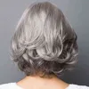 Joybeauty Short Bob Wavy Wigh for Women Synthetic Silver Grey Wigs 파티 또는 매일 열 저항 헤어 스타일 가발 220525