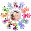 Fashion Polygon Rainbow Bowknot Kids Infant Headband Colorful Grosgrain Ribbon Bows Hairband Children Headwear Hair Accessories