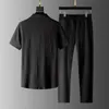Men's Tracksuits Men Outfit Set 2022 Summer Thin Sports Suit Men's Fashion Short-sleeved Shirt Trousers 2 Piece SetMen's