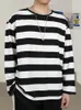 Harajuku Shirt Streetwear Paar Übergroße Gestreifte Bluse Frau Casual Langarm Gothic Grunge T-shirt T Tops 220810