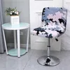 Solid Color Bar Stool Chair Cover Low Back Chair Spandex Seat Case Elastic Rotating Lift Stol Cover Dining Seat Protector 220513