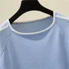 Camisetas موهير رقيقة محبوك تي شيرت المرأة قصيرة الأكمام الصيف قمم المرأة الملابس مخطط أزياء t- المحملة فام 220326