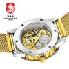 SAS Luxury Brand Fashion's Fashion Honeycomb Skeleton Hollow Mechanical Orologi in acciaio inossidabile Bracciale Abito da business orologio