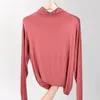 100% cotton long sleeve Solid Turtleneck t-shirt women high stretch slim tops spring autumn skinny Basic Bottoming tshirt tight 220402