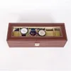 6 Grid Brown Watch Box Watches Display Storage Boxes Bracelet Slots Case holder Jewelry Container gift High Carbon Fiber