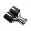 1PC Glossy Straight Carbon Blue Stainless Steel Dual Tip Equal Length Muffler Pipe End tail Middle Exhaust Tip With Remu Logo