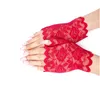 4 färger mesh spets kort fingerlösa handskar för kvinnor broderade ros blommig brud bröllop vants party kostym stretch handske kör UV-bevis