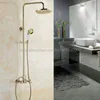バスルームシャワーセットゴールデンブラス蛇口セットダブルハンドル8 "ハンドシャワー付き降雨システムKGF332Bathroom