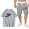 Summer Mens Brand Tracksuit Two Piece Set T-shirt Shorts Sets Casual Men Fashion Sportswear Streetwear Sport Suit