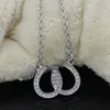 Bijoux de plomb et de nickel Double Horse Shoe Pendante Collier Equestrian Horseshoe Bijoux décoré de cristal tchèque blanc 236i