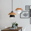 Hängslampor nordiska moderna ljus färgglada hängande lampa fof restauranger kök sovrum hem dekor e27 trä armaturer beroende