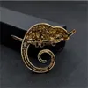 Grand lézard caméléon broche Animal manteau broche strass mode bijoux émail accessoires ornements 2 couleurs choisir GC1100