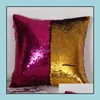 Pillow Case Bedding Supplies Home Textiles Garden Ll Sequin Pillows Ers Glitter Mermaid Cushion Er Dhqnv