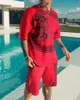 Survêtements pour hommes Ensembles de survêtement d'impression 3D pour hommes Bel été Chemise boutonnée à manches courtes Shorts de plage Streetwear Casual Mens Suit 2 PiecesMen's