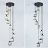 Lampes suspendues Lampe d'escalier de luxe moderne Villa Hall Lustre Cristal Plafond Suspendu Luminaire Escalier Décor À La MaisonPendentif