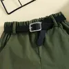 Nya babykläder flickor stickade lutta axlar hängande nacke grop strip topp flicka baby elastisk midja shorts tvådelar kostym G220517