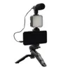 Supporto per treppiede Monopiedi per selfie per vlogging Fotografia Kit video per smartphone Microfono Luce a LED Staffa stabilizzatrice per impugnatura di registrazione