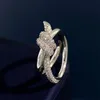 New arrive Stainless Steel Rose Gold Love double knot Ring For Woman crystal Jewelry Rings Men Wedding Promise Rings Female Women 305f