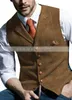 Mens Suit Vest Notched Plaid Wool Herringbone Tweed Waistcoat Casual Formal Business Groomman For Wedding Green/Black/Green/Grey 220725