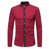 Mens Hipster Mandarin Yakası Elbise Gömlek 2022 Marka İnce Fit Uzun Kollu Günlük Düğme Up Gömlek Erkekler İş Busiyensleri Kimya Homme L220704