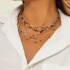 Pendentif Colliers Bohême Multi Couche Cristal Clavicule Chaîne Collier Ras Du Cou Pour Femmes Punk Géométrique Paillettes Collier Lariat BijouxPendentif