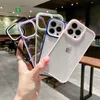 ボーダーカラーマットクリアハード PC 耐衝撃電話ケース iPhone 14 13 12 ミニ 11 プロマックス XS X XR 6 7 8 プラス四隅ケースカバー