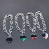 Europe America Fashion Bracelet Women Lady Silver Color Engraved 925 Letter With Heart Tag Pendant Bracelets228V