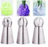 3 stks / set hete Russische bolvormige bal roestvrij gereedschap staal bloem taart spuitmonden icing piping decorating tips tools bol vorm crème