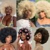 Azqueen Synthetic Afro Wig Women Short Fluffy Hair Wigs with Bangs for Black Kinky Curly Party Dance Cosplay 220622