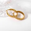 Hoop & Huggie Gold Plated Stainless Steel Geometric Wheat Ears Earrings For Women Simple Trendy Circle JewelryHoop