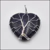 Искусство и ремесла натуральные камни очарование Хрустальное дерево жизни Сердце подвески розы кварцевые проволочные модные украшения