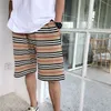 Summer Men Knit Mesh Striped Shorts Classic Khaki Black White Homme Crossfit Board Causla Luxury Sweat Pants Drawstring 220715