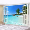 Wall Hanging Living Room Bedroom Window Natural Landscape Beach Large Cladding Decoration Carpet Background Cloth Nightstand J220804