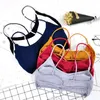 Gym Clothing Beauty Back Yoga Bra Women Padded Sports Removable Workout Wireless Fitness Elastic Thin Shoulder Strap