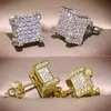 Stud Real 18K Gold Jewelry Earring Women Fine Aros Mujer Oreja Full Diamond Earrings för 18 K Yellow Bizuteria Jewelrystud