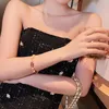 Beaded Strands Korea Fashion Jewelry High Quality Natural Freshwater Pearl Stone Bracelet Micro Inlay Fishtail Adjustable For WomenBeaded La