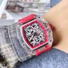 Luxury Richas Miers Swiss Watch ZF Factory Tourbillon Automatisk rörelse Lyxdatum Lyxmekanik Silikonband Transparent ihålig utringningsfärg All Pur