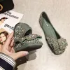 Vrouwen Ballet Flats Bling Crystal Diamond Jurk Dames Boog Pailletten Enkele Schoenen Glitter Vierkante Neus Plus Size 43 220610